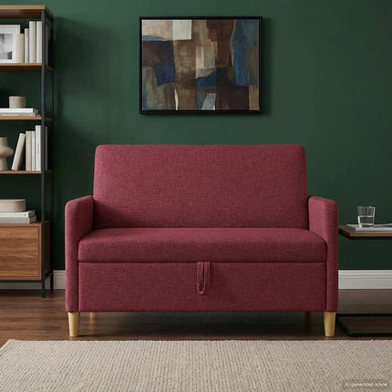 Soffa med förvaring Vinröd 122 x 78 x 87 cm Polyester