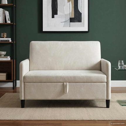 Soffa med förvaring Gräddvit 122 x 78 x 87 cm Polyester