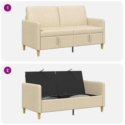 Soffa med förvaring Gräddvit 152 x 78 x 87 cm Polyester