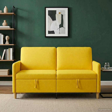 Soffa med förvaring Ljusgul 152 x 78 x 87 cm Polyester