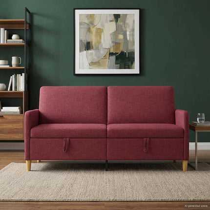 Soffa med förvaring Vinröd 172 x 78 x 87 cm Polyester