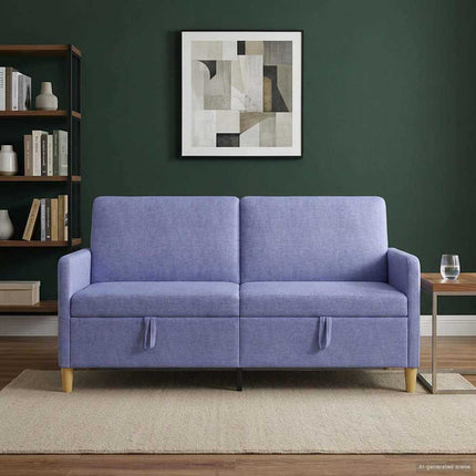 Soffa med förvaring Jeansblå 172 x 78 x 87 cm Polyester