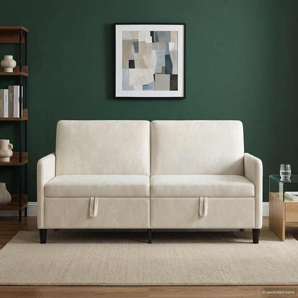 Soffa med förvaring Gräddvit 172 x 78 x 87 cm Polyester