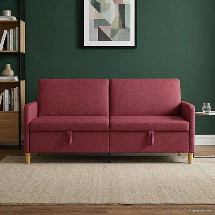 Soffa med förvaring Vinröd 192 x 78 x 87 cm Polyester