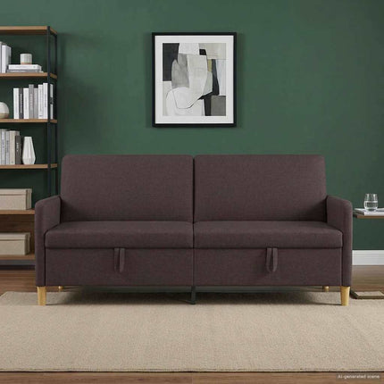Soffa med förvaring Mörkbrun 192 x 78 x 87 cm Polyester