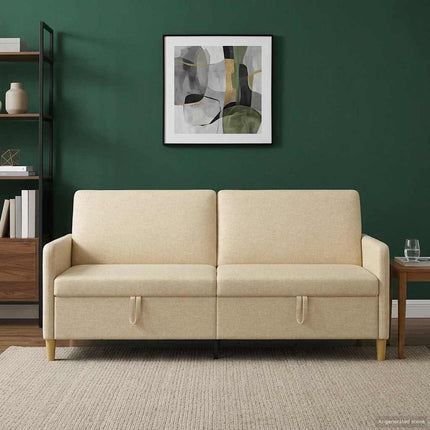 Soffa med förvaring Gräddvit 192 x 78 x 87 cm Polyester