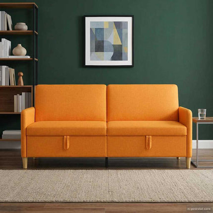 Soffa med förvaring Mörkgul 192 x 78 x 87 cm Polyester