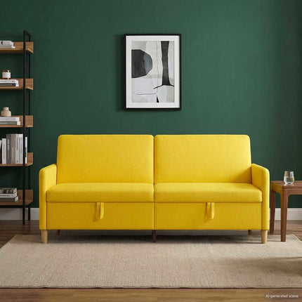 Soffa med förvaring Ljusgul 192 x 78 x 87 cm Polyester
