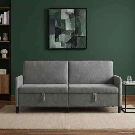 Soffa med förvaring Mörkgrå 192 x 78 x 87 cm Polyester