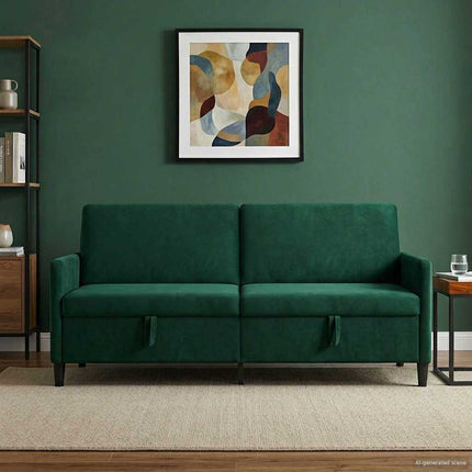 Soffa med förvaring Mörkgrön 192 x 78 x 87 cm Polyester