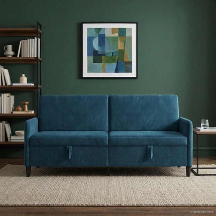 Soffa med förvaring Blå 192 x 78 x 87 cm Polyester