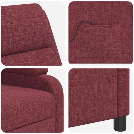 Massagefåtölj Vinröd Tyg