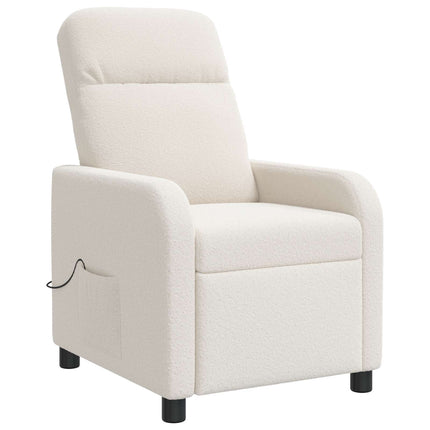 Massagefåtölj Gräddvit Bouclé