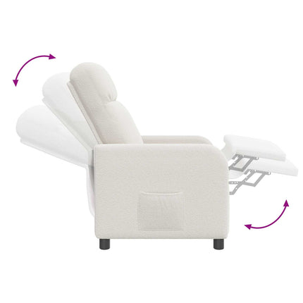 Massagefåtölj Gräddvit Bouclé