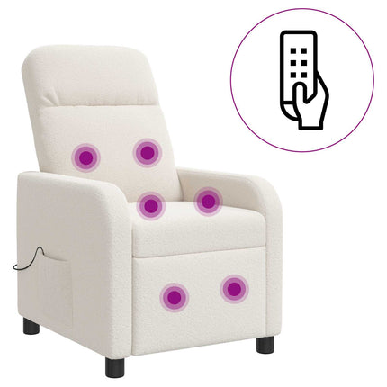 Massagefåtölj Gräddvit Bouclé