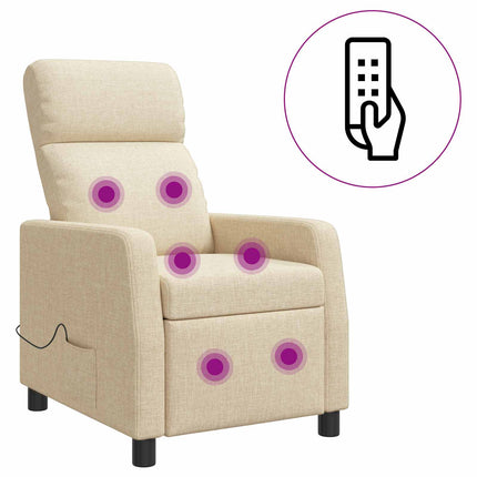 Massagefåtölj Gräddvit Tyg