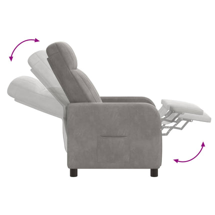 Massagefåtölj Ljusgrå Sammet (V)
