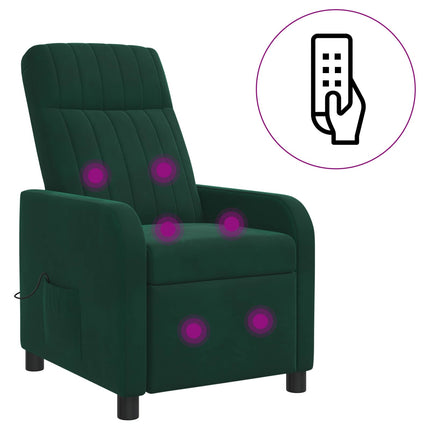 Massagefåtölj Mörkgrön Sammet (V)