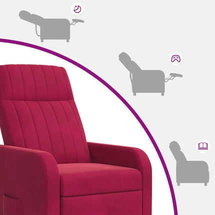 Massagefåtölj Vinröd Sammet (V)