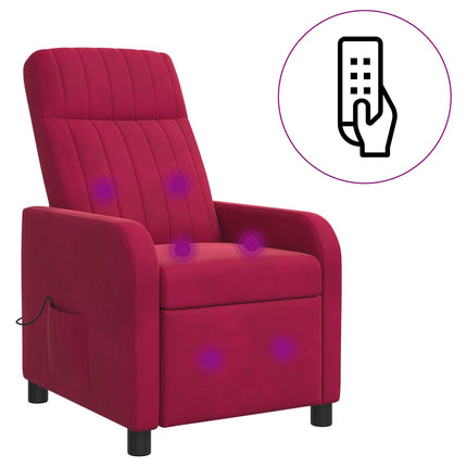 Massagefåtölj Vinröd Sammet (V)