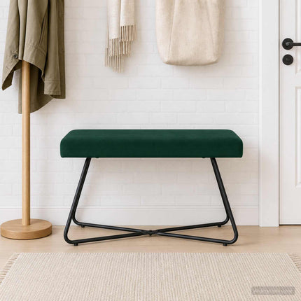 bänk Enfärgad Mörkgrön 80 x 40 x 45 cm Sammet