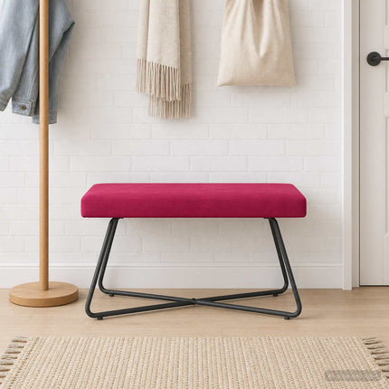 bänk Enfärgad Vinröd 80 x 40 x 45 cm Sammet