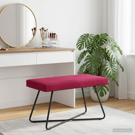 bänk Vinröd 80 x 40 x 45 cm Sammet