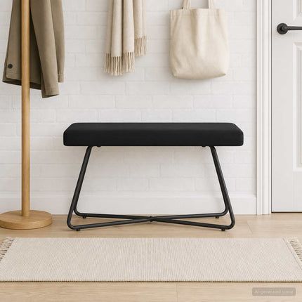 bänk Enfärgad Svart 80 x 40 x 45 cm Sammet