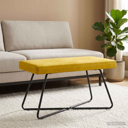 bänk Enfärgad Gul 80 x 40 x 45 cm Sammet