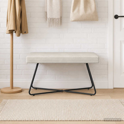 bänk Enfärgad Gräddvit 80 x 40 x 45 cm Sammet