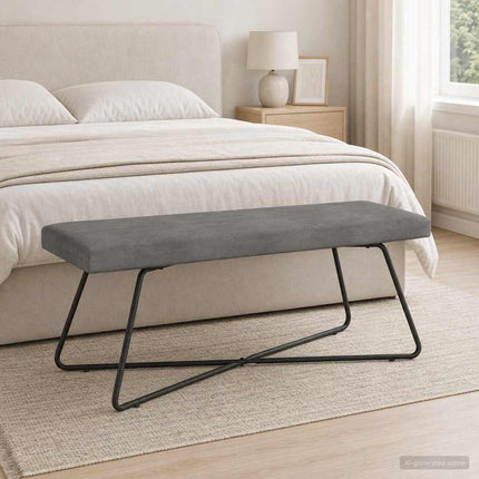 bänk Enfärgad Mörkgrå 110 x 40 x 45 cm Sammet