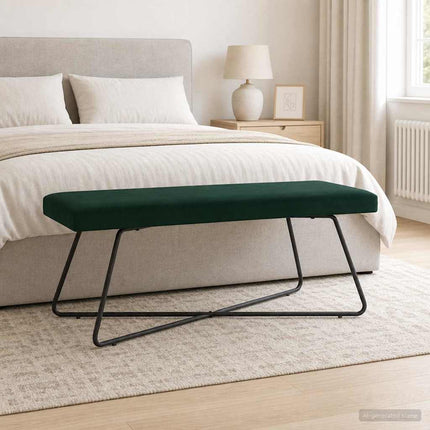 bänk Enfärgad Mörkgrön 110 x 40 x 45 cm Sammet