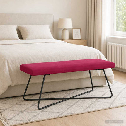 bänk Enfärgad Vinröd 110 x 40 x 45 cm Sammet
