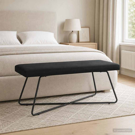 bänk Enfärgad Svart 110 x 40 x 45 cm Sammet