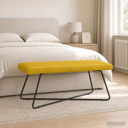 bänk Enfärgad Gul 110 x 40 x 45 cm Sammet