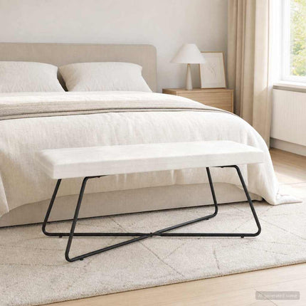 bänk Enfärgad Gräddvit 110 x 40 x 45 cm Sammet