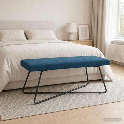 bänk Enfärgad Blå 110 x 40 x 45 cm Sammet