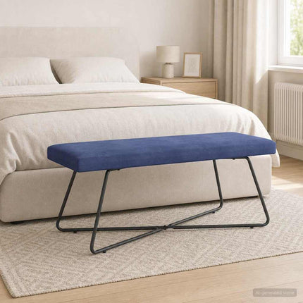 bänk Enfärgad Polisblå 110 x 40 x 45 cm Sammet