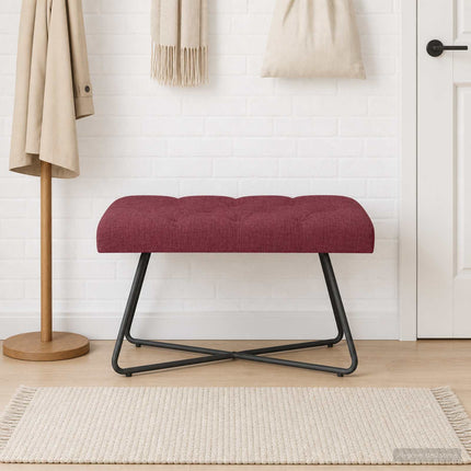 Bänk med knappar Vinröd 80 x 40 x 46 cm Tyg