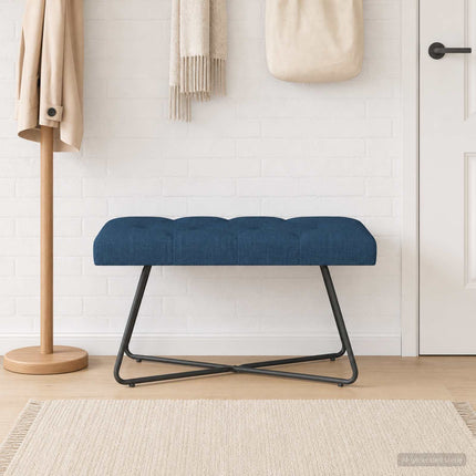 Bänk med knappar Blå 80 x 40 x 46 cm Tyg