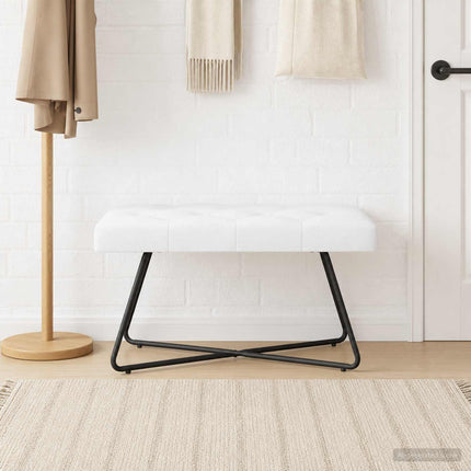 Bänk med knappar Vit 80 x 40 x 46 cm Tyg