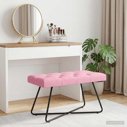 Bänk med knappar Rosa 80 x 40 x 46 cm Tyg