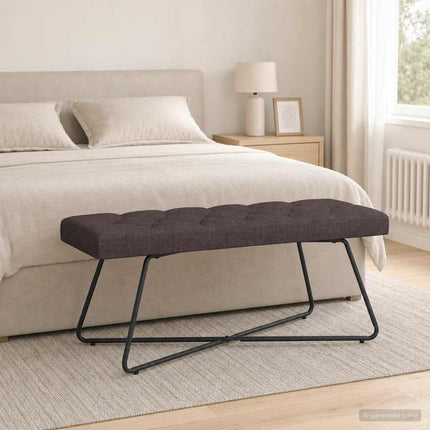 Bänk med knappar Mörkbrun 110 x 40 x 46 cm Tyg