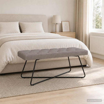 Bänk med knappar Taupe 110 x 40 x 46 cm Tyg