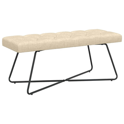 Bänk med knappar Gräddvit 110 x 40 x 46 cm Tyg