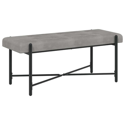 Knappstoppad bänk med kuddar Ljusgrå 110 x 40 x 46 cm Sammet