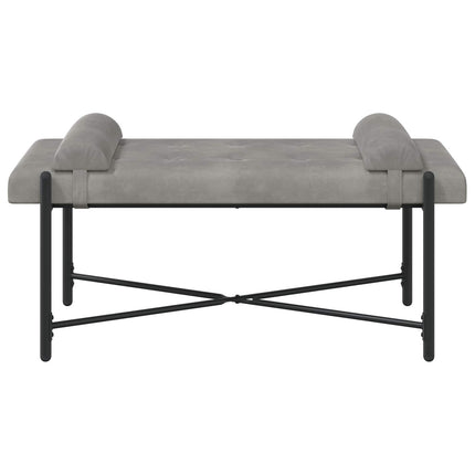 Knappstoppad bänk med kuddar Ljusgrå 110 x 40 x 46 cm Sammet