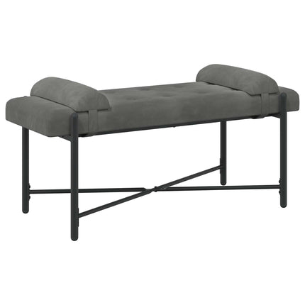 Knappstoppad bänk med kuddar Mörkgrå 110 x 40 x 46 cm Sammet
