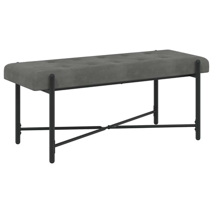Knappstoppad bänk med kuddar Mörkgrå 110 x 40 x 46 cm Sammet