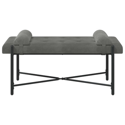 Knappstoppad bänk med kuddar Mörkgrå 110 x 40 x 46 cm Sammet